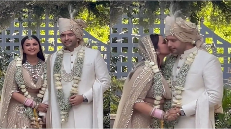 Parineeti Chopra-Raghav Chadha Wedding : परिणीति चोपड़ा ने थामा राघव चड्ढा का हाथ; उनकी शादी के इनसाइड वीडियो में उन्होंने उनके गालों पर प्यार से किया चुंबन…
